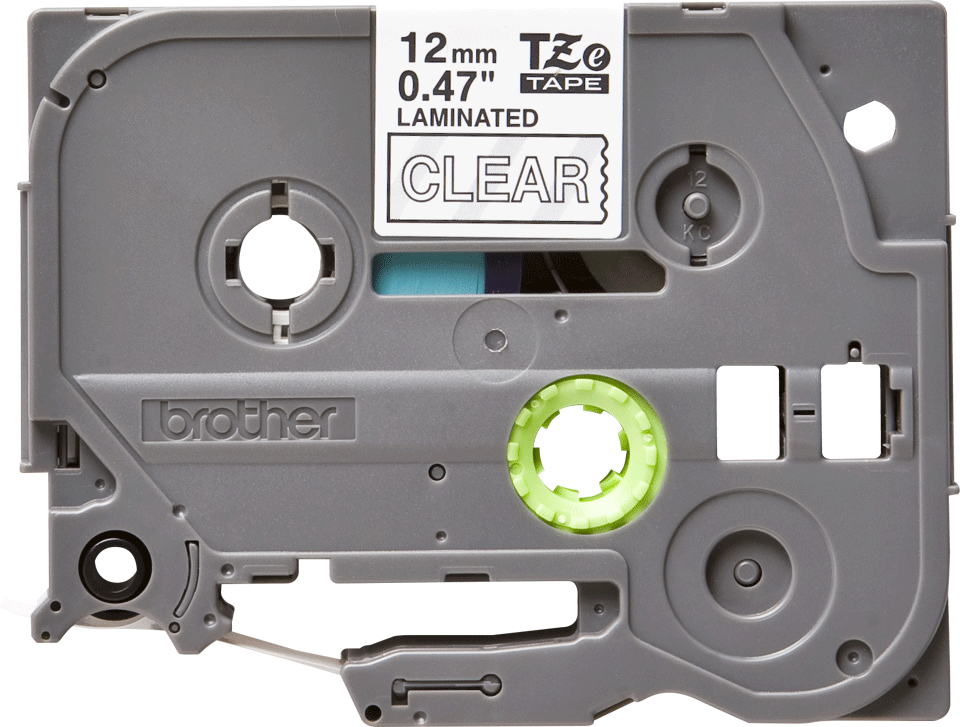 TZe-135 12mm Şeffaf üzerine Beyaz Laminasyonlu Etiket (TZe Tape)