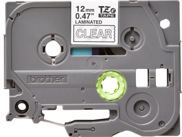 TZe-135 12mm Şeffaf üzerine Beyaz Laminasyonlu Etiket (TZe Tape)