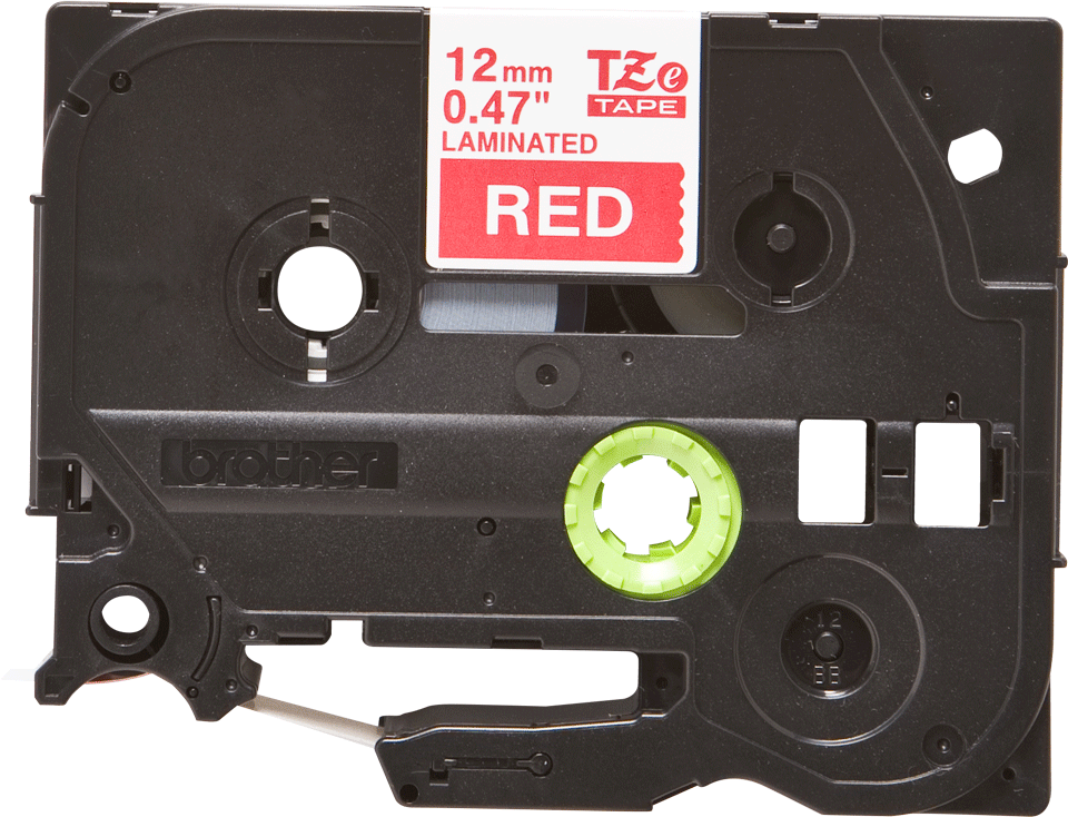 TZe-435 12mm Kırmızı üzerine Beyaz Laminasyonlu Etiket (TZe Tape)