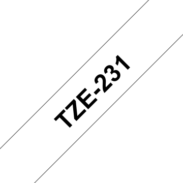 TZe-231 12mm Beyaz üzerine Siyah Laminasyonlu Etiket (TZe Tape)