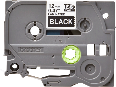 TZe-335 12mm Siyah üzerine Beyaz Laminasyonlu Etiket (TZe Tape)