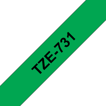 TZe-731 12mm Yeşil üzerine Siyah Laminasyonlu Etiket (TZe Tape)