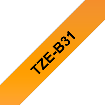 TZe-B31 12mm Fosforlu Turuncu üzerine Siyah Laminasyonlu Etiket (TZe Tape)