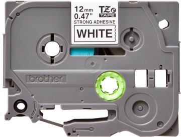 TZe-S231 12mm Beyaz üzerine Siyah Güçlü Yapışkanlı Laminasyonlu Etiket (TZe Tape)