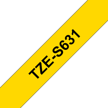 TZe-S631 12mm Sarı üzerine Siyah Güçlü Yapışkanlı Laminasyonlu Etiket (TZe Tape)