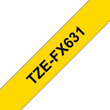 TZe-FX631 12mm Sarı üzerine Siyah Esnek Laminasyonlu Etiket (TZe Tape)