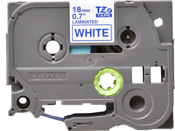 TZe-243 18mm Beyaz üzerine Mavi Laminasyonlu Etiket (TZe Tape)