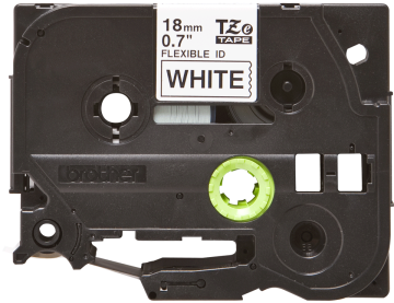 TZe-FX241 18mm Beyaz üzerine Siyah Esnek Laminasyonlu Etiket (TZe Tape)