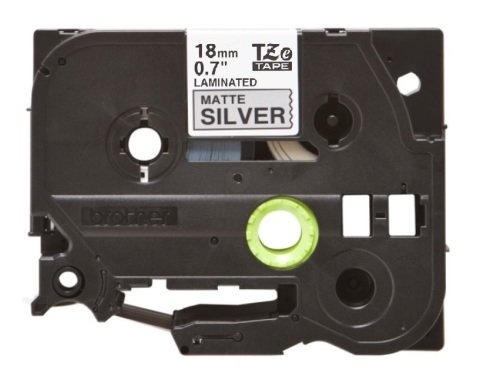 TZe-M941 18mm Mat Gümüş üzerine Siyah Laminasyonlu Etiket (TZe Tape)