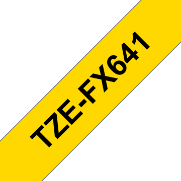 TZe-FX641 18mm Sarı üzerine Siyah Esnek Laminasyonlu Etiket (TZe Tape)