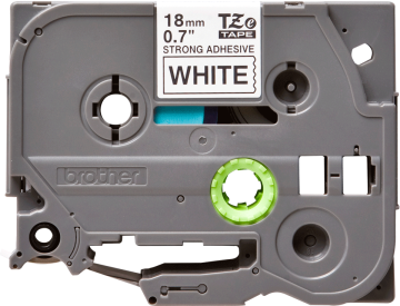 TZe-S241 18mm Beyaz üzerine Siyah Güçlü Yapışkanlı Laminasyonlu Etiket (TZe Tape)