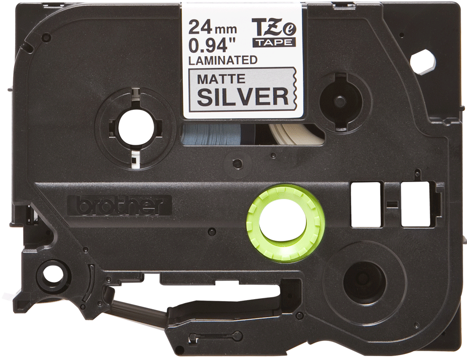 TZe-M951 24mm Mat Gümüş üzerine Siyah Laminasyonlu Etiket (TZe Tape)