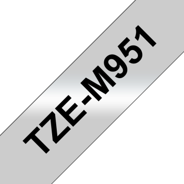 TZe-M951 24mm Mat Gümüş üzerine Siyah Laminasyonlu Etiket (TZe Tape)
