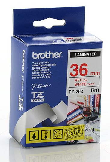 TZ-262 36mm Beyaz üzerine Kırmızı Laminasyonlu Etiket