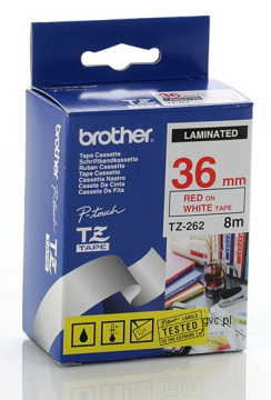 TZ-262 36mm Beyaz üzerine Kırmızı Laminasyonlu Etiket