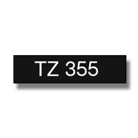 TZ-355 24mm Siyah üzerine Beyaz Laminasyonlu Etiket