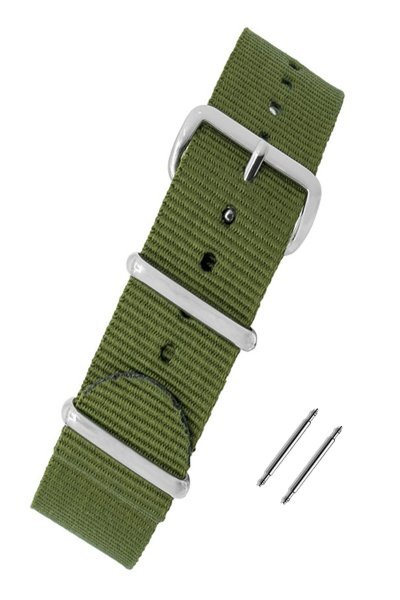Nato Model 24mm Genişlikte Tekstil Yeşil Saat Kordonu