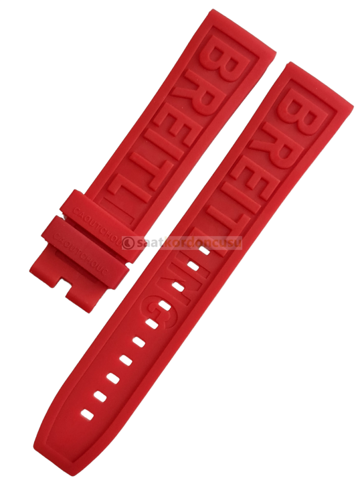Breitling Modeli 22mm Kırmızı Renk Silikon Saat Kordonu