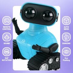Playsheek Uzaktan Kumandalı Robot Oyuncak Şarj Edilebilir Emo Robot - Mavi