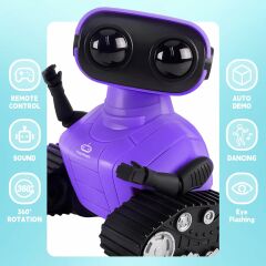 Playsheek Uzaktan Kumandalı Robot Oyuncak Şarj Edilebilir Emo Robot - Mor