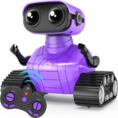 Playsheek Uzaktan Kumandalı Robot Oyuncak Şarj Edilebilir Emo Robot - Mor