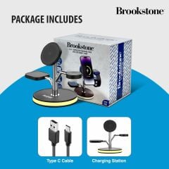 Brookstone 3'ü 1 Arada Kablosuz Hızlı Şarj İstasyonu - Manyetik Şarj Standı