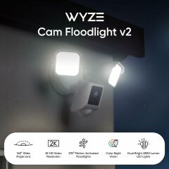 Wyze Floodlight Kamera v2, 2K HD Dış Mekan Güvenlik Kamerası - Beyaz
