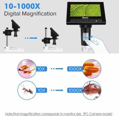 Dcorn 4.3 Inc LCD Dijital Mikroskop, 8 Ayarlanabilir LED Işıklı 10X-1000X