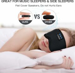 LC-dolida 3D Uyku Maskesi - Bluetooth Kablosuz Müzik - Siyah İpek