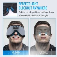 LC-dolida 3D Uyku Maskesi - Bluetooth Kablosuz Müzik - Gri
