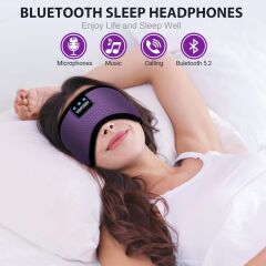 TOPOINT Uyku Kulaklıkları Bluetooth Uyku Maskesi - Mor
