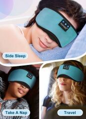 TOPOINT Uyku Kulaklıkları Bluetooth Uyku Maskesi - Açık Mavi