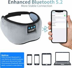 TOPOINT Uyku Kulaklıkları Bluetooth Uyku Maskesi - Koyu Gri