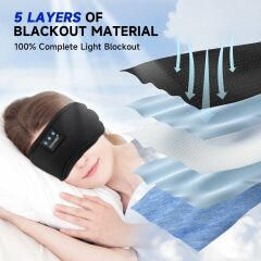 TOPOINT Uyku Kulaklıkları Bluetooth Uyku Maskesi - Siyah Havalandırmalı