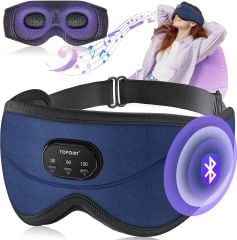 TOPOINT Uyku Kulaklıkları Bluetooth 3D Uyku Maskesi - Lacivert (Kadife)