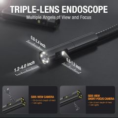 Teslong Endoskop Yedek Kablosu, Üçlü Lens İnceleme Kamerası 7,9 mm