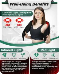 Lunix LX16 Kırmızı Işık Terapi Kemeri Dolasimi Artırın, Kasları Rahatlatın - Siyah