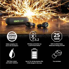 ISOtunes Free 2.0 Kablosuz Kulaklıklar: Geliştirilmiş 25 dB Gürültü Azaltma, Siyah