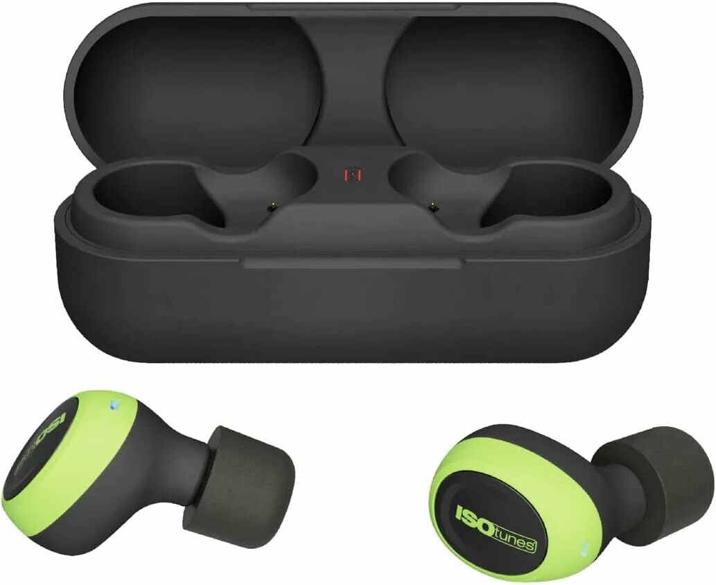 ISOtunes Free 2.0 Kablosuz Kulaklıklar: Geliştirilmiş 25 dB Gürültü Azaltma, Yeşil