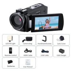 AYNI GÜN KARGO! ORDRO HDV-AE7 2.7K Youtuber Başlangıç Seviyesi Video Kamera ve Çocuk Video Kamera