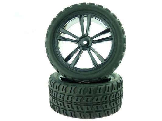 Black Short Course RearTires and Rims 1/10 2P