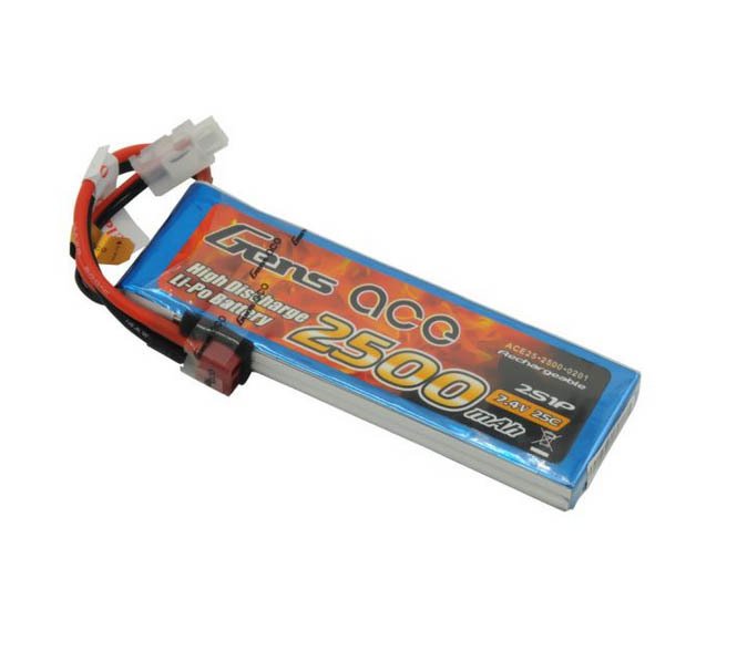 Gens Ace 7.4v 2500mah 25C 2S LiPo P2509