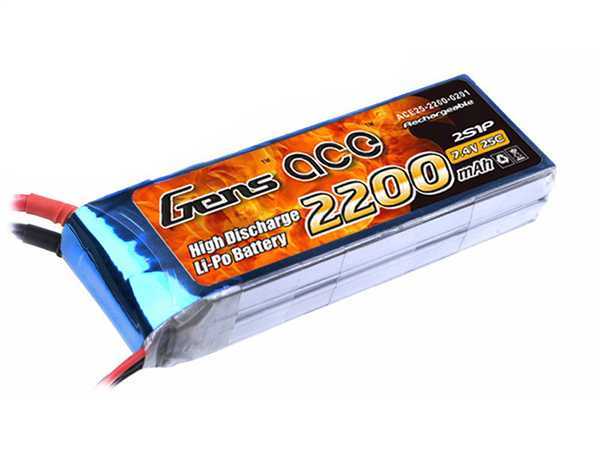 Gens Ace 7.4v 2200mah 25C 2S LiPo