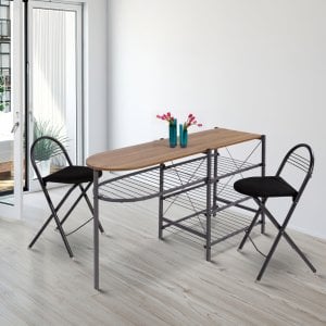 2 Sandalyeli Modern Tel Raflı Mutfak Masası