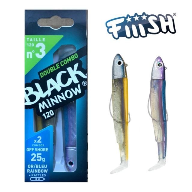 Fiiish Black Minnow 120 Double Combo off Shore 25g Bass Rattle Blue Rainbow