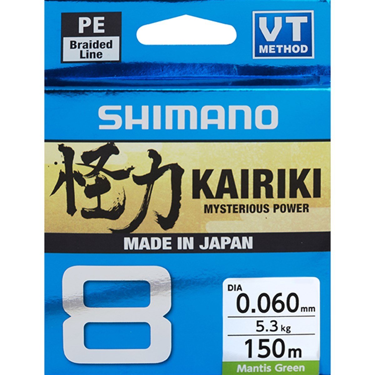 Shimano Kairiki 8 150m Mantis Green  0.060mm/5.3kg Mantis Green  0.060mm/5.3kg