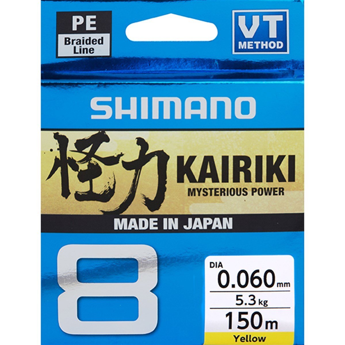 Shimano Kairiki 8 150m Yellow 0.160mm/10.3kg Yellow 0.160mm/10.3kg