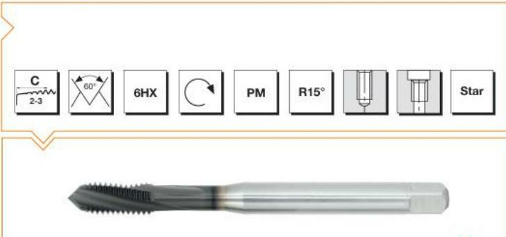 Makina Takım PM Star DIN371/C 15º  Makina klavuzu (6HX) Mars