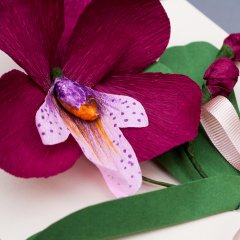 Orkide Bordo Kâğıttan Özel El Yapımı