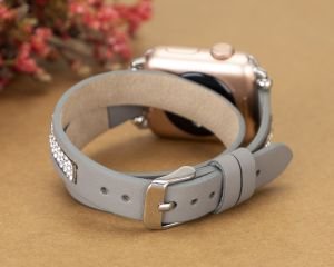 Apple Watch Uyumlu Deri Kordon 38-40-41mm DT Taşlı RST9